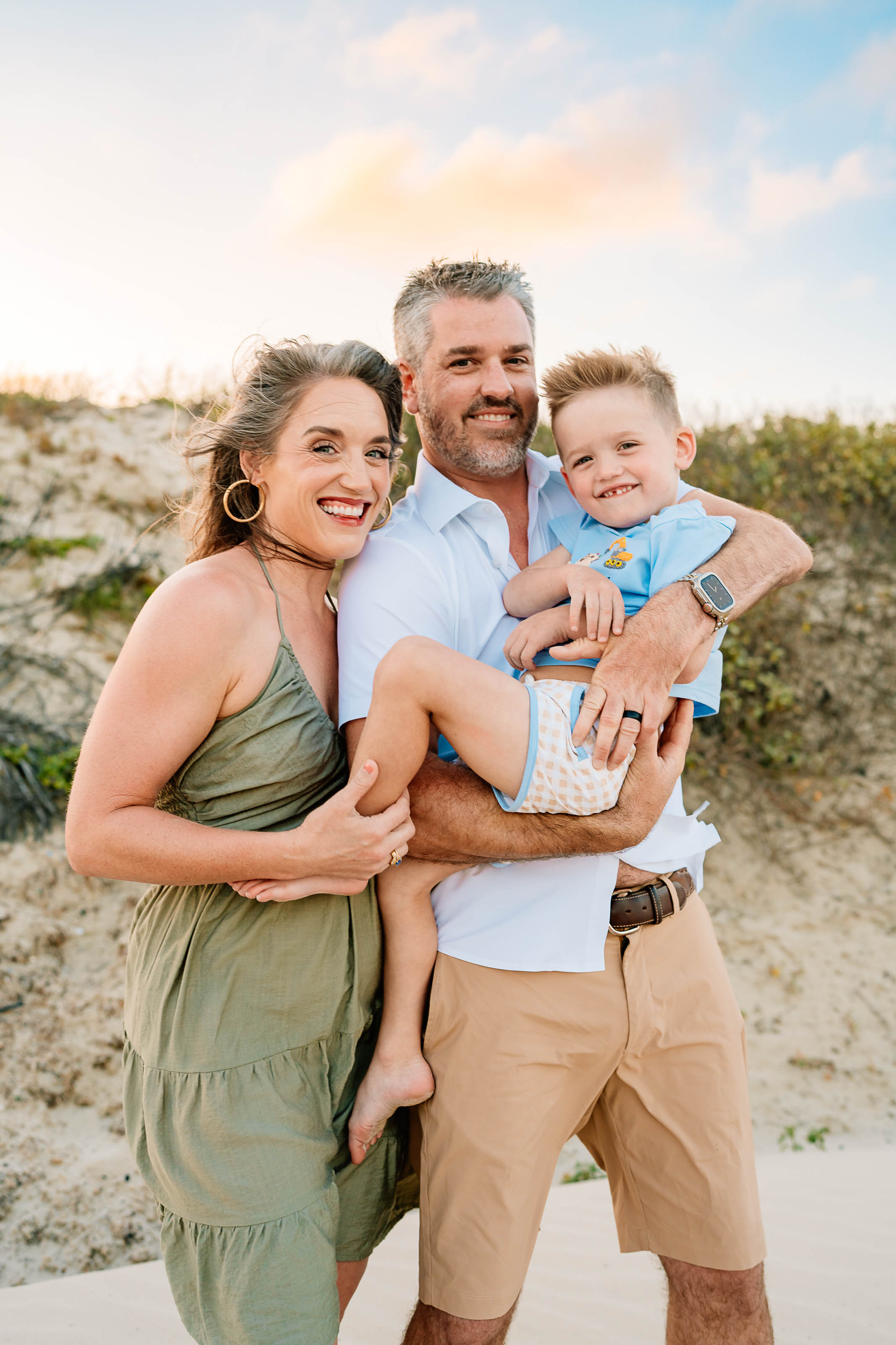 Jonathan, Audriana, and Rowdy together at the beach
